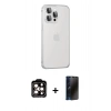 MARSİLYAN™- iPhone 15 Pro Max Kılıf Eksen Form Serisi - Siyah 3D Antistatik Hayalet Cam Ekran Koruyucu + PVD Metal Kamera Lens - TU