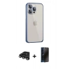 MARSİLYAN™- iPhone 15 Pro Max Kılıf Eksen Form Serisi - Siyah 3D Antistatik Hayalet Cam Ekran Koruyucu + Raze Metal Kamera Lens - TMGI