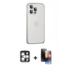 MARSİLYAN™- iPhone 15 Pro Max Kılıf Eksen Form Serisi - Siyah 3D Antistatik Mat Seramik Nano Ekran Koruyucu + PVD Metal Kamera Lens - GS