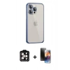 MARSİLYAN™- iPhone 15 Pro Max Kılıf Eksen Form Serisi - Siyah 3D Antistatik Mat Seramik Nano Ekran Koruyucu + PVD Metal Kamera Lens - TU