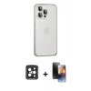 MARSİLYAN™- iPhone 15 Pro Max Kılıf Eksen Form Serisi - Siyah 3D Antistatik Mat Seramik Nano Ekran Koruyucu + Siyah PVD Metal Kamera Lens
