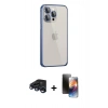 MARSİLYAN™- iPhone 15 Pro Max Kılıf Eksen Form Serisi - Siyah 3D Antistatik Mat Seramik Nano Ekran Koruyucu + Raze Metal Kamera Lens - LT