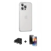MARSİLYAN™- iPhone 15 Pro Max Kılıf Eksen Form Serisi - Siyah 3D Antistatik Mat Seramik Nano Ekran Koruyucu + Raze Metal Kamera Lens - TMGI