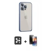 MARSİLYAN™- iPhone 15 Pro Max Kılıf Eksen Form Serisi - Siyah 3D Antistatik Mat Seramik Nano Ekran Koruyucu + PVD Metal Kamera Lens - SH