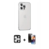 MARSİLYAN™- iPhone 15 Pro Max Kılıf Eksen Form Serisi - Siyah 3D Antistatik Mat Seramik Nano Ekran Koruyucu + PVD Metal Kamera Lens - GS