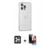 MARSİLYAN™- iPhone 15 Pro Max Kılıf Eksen Form Serisi - Siyah 3D Antistatik Mat Seramik Nano Ekran Koruyucu + PVD Metal Kamera Lens - GI