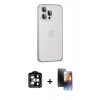 MARSİLYAN™- iPhone 15 Pro Max Kılıf Eksen Form Serisi - Siyah 3D Antistatik Mat Seramik Nano Ekran Koruyucu + PVD Metal Kamera Lens - TU