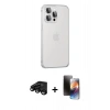MARSİLYAN™- iPhone 15 Pro Max Kılıf Eksen Form Serisi - Siyah 3D Antistatik Mat Seramik Nano Ekran Koruyucu + Raze Metal Kamera Lens - SH