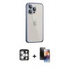 MARSİLYAN™- iPhone 15 Pro Max Kılıf Eksen Form Serisi - Siyah 3D Antistatik Mat Seramik Nano Ekran Koruyucu + PVD Metal Kamera Lens - GS