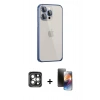 MARSİLYAN™- iPhone 15 Pro Max Kılıf Eksen Form Serisi - Siyah 3D Antistatik Mat Seramik Nano Ekran Koruyucu + PVD Metal Kamera Lens - GI
