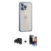 MARSİLYAN™- iPhone 15 Pro Max Kılıf Eksen Form Serisi - Siyah 3D Antistatik Mat Seramik Nano Ekran Koruyucu + Raze Metal Kamera Lens - TMGI