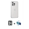 MARSİLYAN™- iPhone 15 Pro Max Kılıf Eksen Form Serisi - Siyah 3D Antistatik Seramik Nano Ekran Koruyucu + PVD Metal Kamera Lens - LT