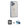 MARSİLYAN™- iPhone 15 Pro Max Kılıf Eksen Form Serisi - Siyah 3D Antistatik Seramik Nano Ekran Koruyucu + PVD Metal Kamera Lens - SH