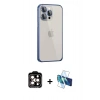 MARSİLYAN™- iPhone 15 Pro Max Kılıf Eksen Form Serisi - Siyah 3D Antistatik Seramik Nano Ekran Koruyucu + PVD Metal Kamera Lens - TU