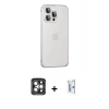 MARSİLYAN™- iPhone 15 Pro Max Kılıf Eksen Form Serisi - Siyah Bilvis 0.18mm Plus Cam Ekran Koruyucu + Gri PVD Metal Kamera Lens