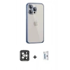 MARSİLYAN™- iPhone 15 Pro Max Kılıf Eksen Form Serisi - Siyah Bilvis 0.18mm Plus Cam Ekran Koruyucu + Gri PVD Metal Kamera Lens