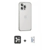 MARSİLYAN™- iPhone 15 Pro Max Kılıf Eksen Form Serisi - Siyah Bilvis 0.18mm Plus Cam Ekran Koruyucu + Gri PVD Metal Kamera Lens