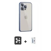 MARSİLYAN™- iPhone 15 Pro Max Kılıf Eksen Form Serisi - Siyah Bilvis 0.18mm Plus Cam Ekran Koruyucu + PVD Metal Kamera Lens - SH