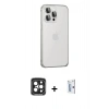 MARSİLYAN™- iPhone 15 Pro Max Kılıf Eksen Form Serisi - Siyah Bilvis 0.18mm Plus Cam Ekran Koruyucu + PVD Metal Kamera Lens - SH