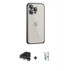 MARSİLYAN™- iPhone 15 Pro Max Kılıf Eksen Form Serisi - Siyah Bilvis 0.18mm Plus Cam Ekran Koruyucu + Raze Metal Kamera Lens - GS