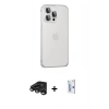 MARSİLYAN™- iPhone 15 Pro Max Kılıf Eksen Form Serisi - Siyah Bilvis 0.18mm Plus Cam Ekran Koruyucu + Titanyum Gri Raze Metal Kamera Lens