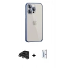 MARSİLYAN™- iPhone 15 Pro Max Kılıf Eksen Form Serisi - Siyah Bilvis 0.18mm Plus Cam Ekran Koruyucu + Titanyum Gri Raze Metal Kamera Lens