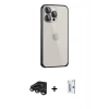 MARSİLYAN™- iPhone 15 Pro Max Kılıf Eksen Form Serisi - Siyah Bilvis 0.18mm Plus Cam Ekran Koruyucu + Titanyum Gri Raze Metal Kamera Lens