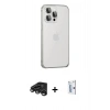MARSİLYAN™- iPhone 15 Pro Max Kılıf Eksen Form Serisi - Siyah Bilvis 0.18mm Plus Cam Ekran Koruyucu + Titanyum Gri Raze Metal Kamera Lens