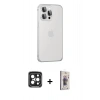 MARSİLYAN™- iPhone 15 Pro Max Kılıf Eksen Form Serisi - Siyah Bilvis 3D Cam Ekran Koruyucu + PVD Metal Kamera Lens - SH