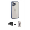 MARSİLYAN™- iPhone 15 Pro Max Kılıf Eksen Form Serisi - Siyah Bilvis 3D Cam Ekran Koruyucu + Raze Metal Kamera Lens - GS
