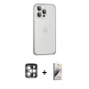 MARSİLYAN™- iPhone 15 Pro Max Kılıf Eksen Form Serisi - Siyah Bilvis 3D Mat Cam Ekran Koruyucu + PVD Metal Kamera Lens - GS