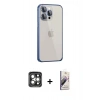 MARSİLYAN™- iPhone 15 Pro Max Kılıf Eksen Form Serisi - Siyah Bilvis 3D Mat Cam Ekran Koruyucu + PVD Metal Kamera Lens - GI