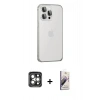 MARSİLYAN™- iPhone 15 Pro Max Kılıf Eksen Form Serisi - Siyah Bilvis 3D Mat Cam Ekran Koruyucu + PVD Metal Kamera Lens - GI