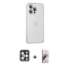 MARSİLYAN™- iPhone 15 Pro Max Kılıf Eksen Form Serisi - Siyah Bilvis 3D Mat Cam Ekran Koruyucu + PVD Metal Kamera Lens - LT