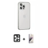 MARSİLYAN™- iPhone 15 Pro Max Kılıf Eksen Form Serisi - Siyah Bilvis 3D Mat Cam Ekran Koruyucu + PVD Metal Kamera Lens - LT