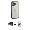 MARSİLYAN™- iPhone 15 Pro Max Kılıf Eksen Form Serisi - Siyah Bilvis 3D Mat Cam Ekran Koruyucu + Raze Metal Kamera Lens - GS