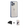 MARSİLYAN™- iPhone 15 Pro Max Kılıf Eksen Form Serisi - Siyah Bilvis 3D Mat Cam Ekran Koruyucu + Raze Metal Kamera Lens - TMGI