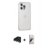MARSİLYAN™- iPhone 15 Pro Max Kılıf Eksen Form Serisi - Siyah Bilvis 3D Mat Cam Ekran Koruyucu + Raze Metal Kamera Lens - TMGI
