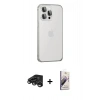 MARSİLYAN™- iPhone 15 Pro Max Kılıf Eksen Form Serisi - Siyah Bilvis 3D Mat Cam Ekran Koruyucu + Raze Metal Kamera Lens - TMGI