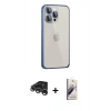MARSİLYAN™- iPhone 15 Pro Max Kılıf Eksen Form Serisi - Siyah Bilvis 3D Mat Cam Ekran Koruyucu + Raze Metal Kamera Lens - GS