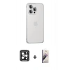 MARSİLYAN™- iPhone 15 Pro Max Kılıf Eksen Form Serisi - Siyah Bilvis 3D Mat Cam Ekran Koruyucu + Siyah PVD Metal Kamera Lens