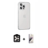 MARSİLYAN™- iPhone 15 Pro Max Kılıf Eksen Form Serisi - Siyah Bilvis 3D Mat Cam Ekran Koruyucu + PVD Metal Kamera Lens - TU