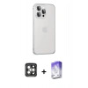 MARSİLYAN™- iPhone 15 Pro Max Kılıf Eksen Form Serisi - Siyah Bilvis 5in1 3D Magic Cam Ekran Koruyucu + PVD Metal Kamera Lens - GI
