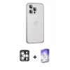 MARSİLYAN™- iPhone 15 Pro Max Kılıf Eksen Form Serisi - Siyah Bilvis 5in1 3D Magic Cam Ekran Koruyucu + PVD Metal Kamera Lens - GS