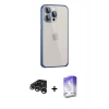 MARSİLYAN™- iPhone 15 Pro Max Kılıf Eksen Form Serisi - Siyah Bilvis 5in1 3D Magic Cam Ekran Koruyucu + Gümüş Raze Metal Kamera Lens