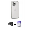 MARSİLYAN™- iPhone 15 Pro Max Kılıf Eksen Form Serisi - Siyah Bilvis 5in1 3D Magic Cam Ekran Koruyucu + Gümüş Raze Metal Kamera Lens
