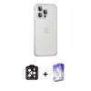 MARSİLYAN™- iPhone 15 Pro Max Kılıf Eksen Form Serisi - Siyah Bilvis 5in1 3D Magic Cam Ekran Koruyucu + PVD Metal Kamera Lens - TU