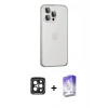 MARSİLYAN™- iPhone 15 Pro Max Kılıf Eksen Form Serisi - Siyah Bilvis 5in1 3D Magic Cam Ekran Koruyucu + PVD Metal Kamera Lens - SH