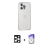 MARSİLYAN™- iPhone 15 Pro Max Kılıf Eksen Form Serisi - Siyah Bilvis 5in1 3D Magic Cam Ekran Koruyucu + PVD Metal Kamera Lens - LT