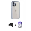 MARSİLYAN™- iPhone 15 Pro Max Kılıf Eksen Form Serisi - Siyah Bilvis 5in1 3D Magic Cam Ekran Koruyucu + Raze Metal Kamera Lens - SH